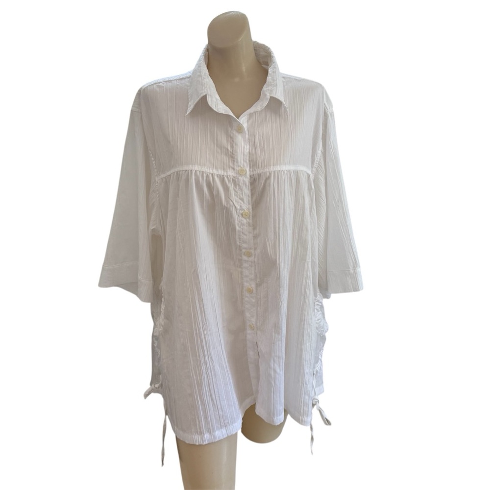 Tara Vao  Women’s Top Blouse White Size L Oversized /Lightweight